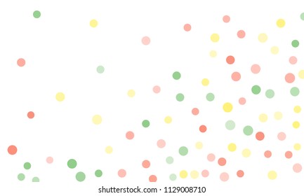 Circles confetti falling on transparent background. Round, dot vector background. Abstract colorful confetti flying in the air. Vector holiday illustration with circles confetti.