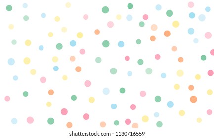 Circles confetti falling on transparent background. Round, dot vector background. Abstract colorful confetti flying in the air. Vector holiday illustration with circles confetti.