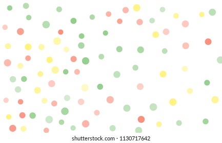 Circles confetti falling on transparent background. Round, dot vector background. Abstract colorful confetti flying in the air. Vector holiday illustration with circles confetti.