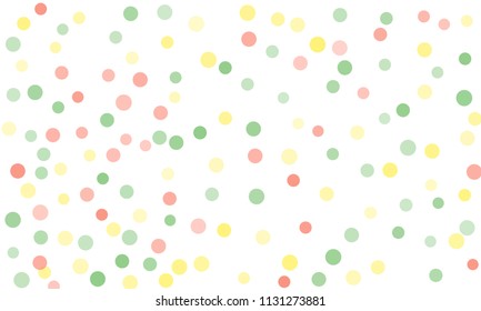 Circles confetti falling on transparent background. Round, dot vector background. Abstract colorful confetti flying in the air. Vector holiday illustration with circles confetti.
