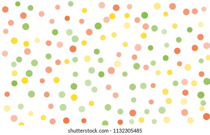 Circles confetti falling on transparent background. Round, dot vector background. Abstract colorful confetti flying in the air. Vector holiday illustration with circles confetti.