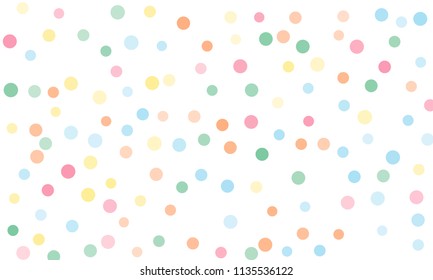 Circles confetti falling on transparent background. Round, dot vector background. Abstract colorful confetti flying in the air. Vector holiday illustration with circles confetti.