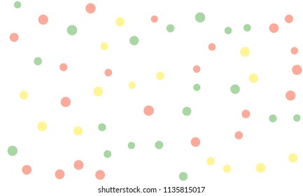 Circles confetti falling on transparent background. Round, dot vector background. Abstract colorful confetti flying in the air. Vector holiday illustration with circles confetti.