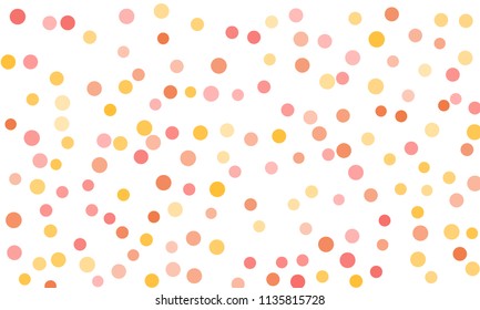 Circles confetti falling on transparent background. Round, dot vector background. Abstract colorful confetti flying in the air. Vector holiday illustration with circles confetti.
