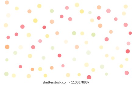 Circles confetti falling on transparent background. Round, dot vector background. Abstract colorful confetti flying in the air. Vector holiday illustration with circles confetti.