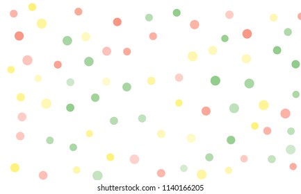 Circles confetti falling on transparent background. Round, dot vector background. Abstract colorful confetti flying in the air. Vector holiday illustration with circles confetti.