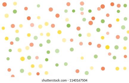 Circles confetti falling on transparent background. Round, dot vector background. Abstract colorful confetti flying in the air. Vector holiday illustration with circles confetti.