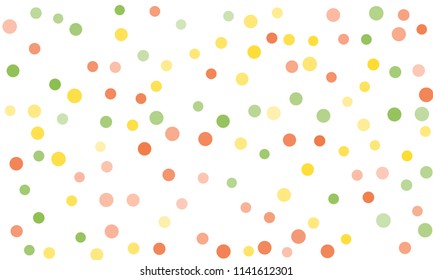 Circles confetti falling on transparent background. Round, dot vector background. Abstract colorful confetti flying in the air. Vector holiday illustration with circles confetti.