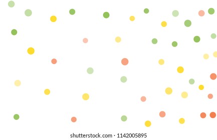Circles confetti falling on transparent background. Round, dot vector background. Abstract colorful confetti flying in the air. Vector holiday illustration with circles confetti.