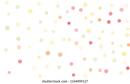 Circles confetti falling on transparent background. Round, dot vector background. Abstract colorful confetti flying in the air. Vector holiday illustration with circles confetti.