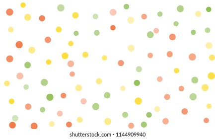 Circles confetti falling on transparent background. Round, dot vector background. Abstract colorful confetti flying in the air. Vector holiday illustration with circles confetti.