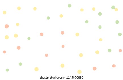 Circles confetti falling on transparent background. Round, dot vector background. Abstract colorful confetti flying in the air. Vector holiday illustration with circles confetti.
