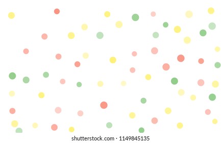 Circles confetti falling on transparent background. Round, dot vector background. Abstract colorful confetti flying in the air. Vector holiday illustration with circles confetti.