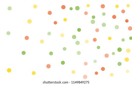 Circles confetti falling on transparent background. Round, dot vector background. Abstract colorful confetti flying in the air. Vector holiday illustration with circles confetti.