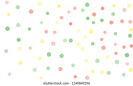 Circles confetti falling on transparent background. Round, dot vector background. Abstract colorful confetti flying in the air. Vector holiday illustration with circles confetti.