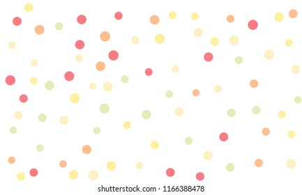 Circles confetti falling on transparent background. Round, dot vector background. Abstract colorful confetti flying in the air. Vector holiday illustration with circles confetti.