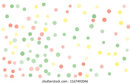 Circles confetti falling on transparent background. Round, dot vector background. Abstract colorful confetti flying in the air. Vector holiday illustration with circles confetti.