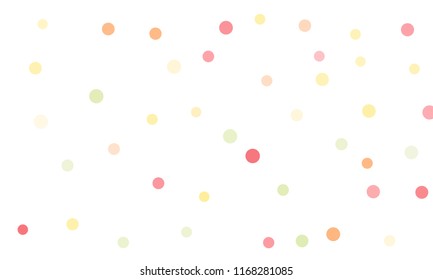Circles confetti falling on transparent background. Round, dot vector background. Abstract colorful confetti flying in the air. Vector holiday illustration with circles confetti.