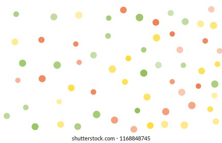 Circles confetti falling on transparent background. Round, dot vector background. Abstract colorful confetti flying in the air. Vector holiday illustration with circles confetti.