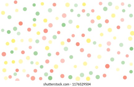 Circles confetti falling on transparent background. Round, dot vector background. Abstract colorful confetti flying in the air. Vector holiday illustration with circles confetti.