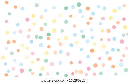 Circles confetti falling on transparent background. Round, dot vector background. Abstract colorful confetti flying in the air. Vector holiday illustration with circles confetti.