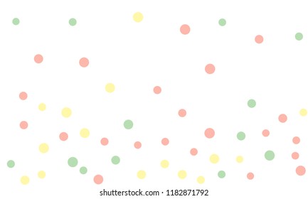 Circles confetti falling on transparent background. Round, dot vector background. Abstract colorful confetti flying in the air. Vector holiday illustration with circles confetti.