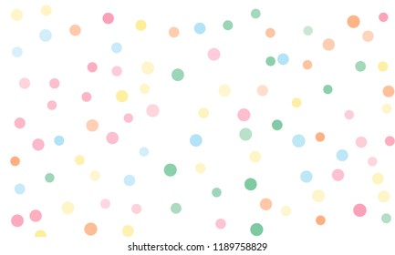Circles confetti falling on transparent background. Round, dot vector background. Abstract colorful confetti flying in the air. Vector holiday illustration with circles confetti.