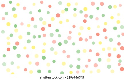 Circles confetti falling on transparent background. Round, dot vector background. Abstract colorful confetti flying in the air. Vector holiday illustration with circles confetti.