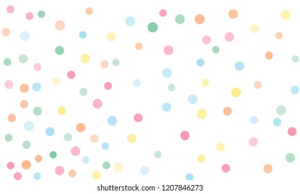 Circles confetti falling on transparent background. Round, dot vector background. Abstract colorful confetti flying in the air. Vector holiday illustration with circles confetti.