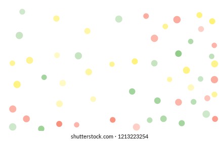 Circles confetti falling on transparent background. Round, dot vector background. Abstract colorful confetti flying in the air. Vector holiday illustration with circles confetti.