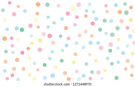 Circles confetti falling on transparent background. Round, dot vector background. Abstract colorful confetti flying in the air. Vector holiday illustration with circles confetti.