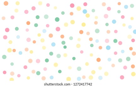 Circles confetti falling on transparent background. Round, dot vector background. Abstract colorful confetti flying in the air. Vector holiday illustration with circles confetti.