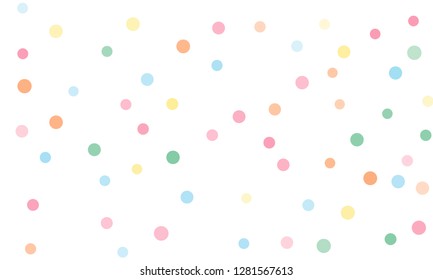 Circles confetti falling on transparent background. Round, dot vector background. Abstract colorful confetti flying in the air. Vector holiday illustration with circles confetti.