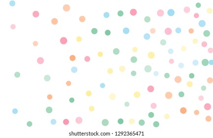 Circles confetti falling on transparent background. Round, dot vector background. Abstract colorful confetti flying in the air. Vector holiday illustration with circles confetti.