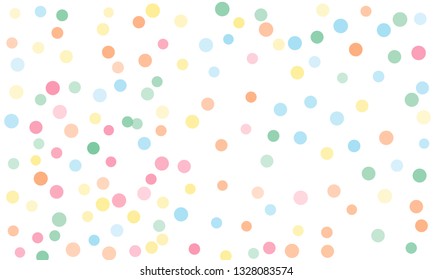 Circles confetti falling on transparent background. Round, dot vector background. Abstract colorful confetti flying in the air. Vector holiday illustration with circles confetti.