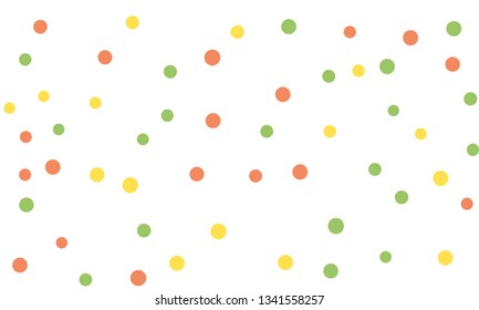 Circles confetti falling on transparent background. Round, dot vector background. Abstract colorful confetti flying in the air. Vector holiday illustration with circles confetti.