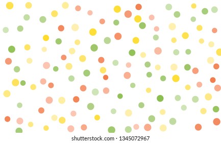 Circles confetti falling on transparent background. Round, dot vector background. Abstract colorful confetti flying in the air. Vector holiday illustration with circles confetti.