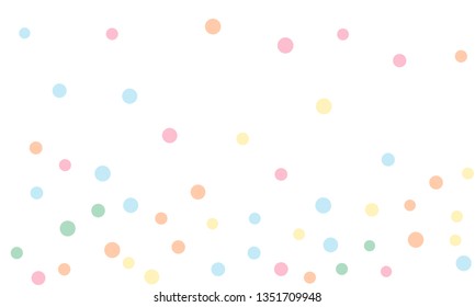 Circles confetti falling on transparent background. Round, dot vector background. Abstract colorful confetti flying in the air. Vector holiday illustration with circles confetti.