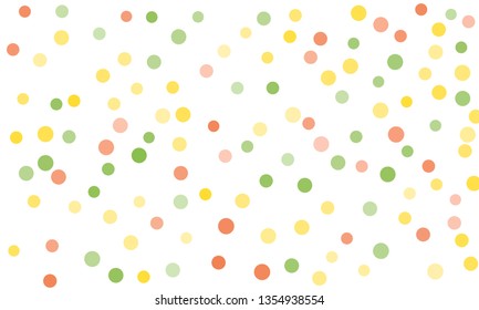 Circles confetti falling on transparent background. Round, dot vector background. Abstract colorful confetti flying in the air. Vector holiday illustration with circles confetti.