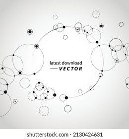 Circles connect with dots. Network technology communication background. Lines dots element. Concept formula medical