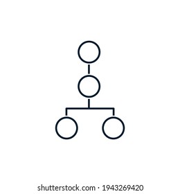 Circles connected by lines. Concept for sitemap, diagram, infographics. Vector icon isolated on white background.