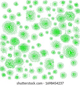 Circles created from dots in a circle. Circles from different sized dots. Viruses and bacteria.