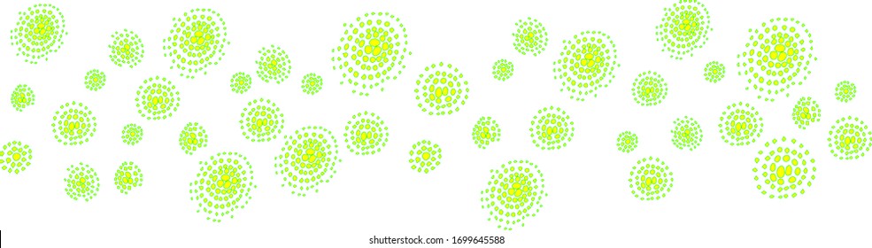 Circles created from dots in a circle. Circles from different sized dots. Pollen of plants. Disputes causing allergies.