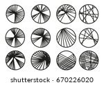 Circles with Cross linking lines or yarn. Editable Clip Art.