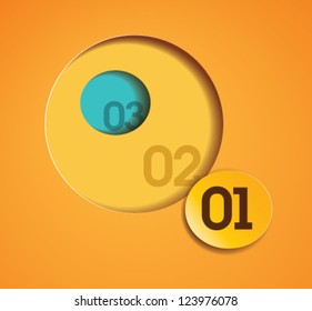 circles cut out in orange paper / info graphic
