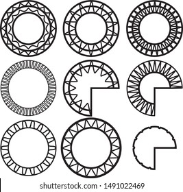 circles of different diameters of black contour color with ornament for design