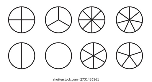 Círculos divididos en segmentos de a para definir la geometría circular