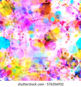 Circles and dots. Abstract seamless texture. Watercolor effect. 