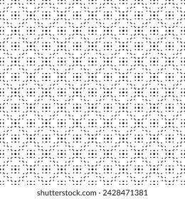 Circles, dots, figures pattern. Seamless ornament. Ethnic ornate. Folk design. Geometric image. Tribal wallpaper. Geometrical background. Retro motif. Ethnical textile print. Abstract illustration.
