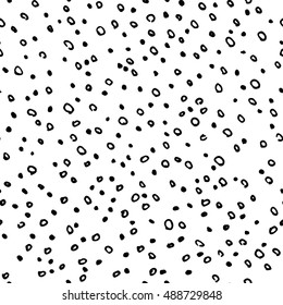 Circles and dots ink hatching. Hand drawn vector seamless pattern